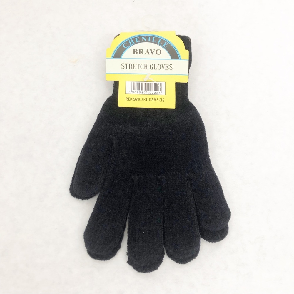 NEW Bravo Chenille Winter Stretch Gloves, Black